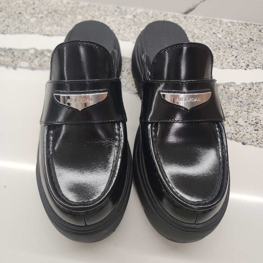 2025 Nike Air Jordan Loafer Mule in Black Spazzolato Leather | Size 9 - Picture 7 of 11